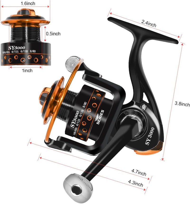 QINGLER Summer and Centron Spinning Reels, 12 +1 BB Light Weight & Ultra Smooth Reel for Ice/Summer 3000/1000 Fishing Reel by - Image 4